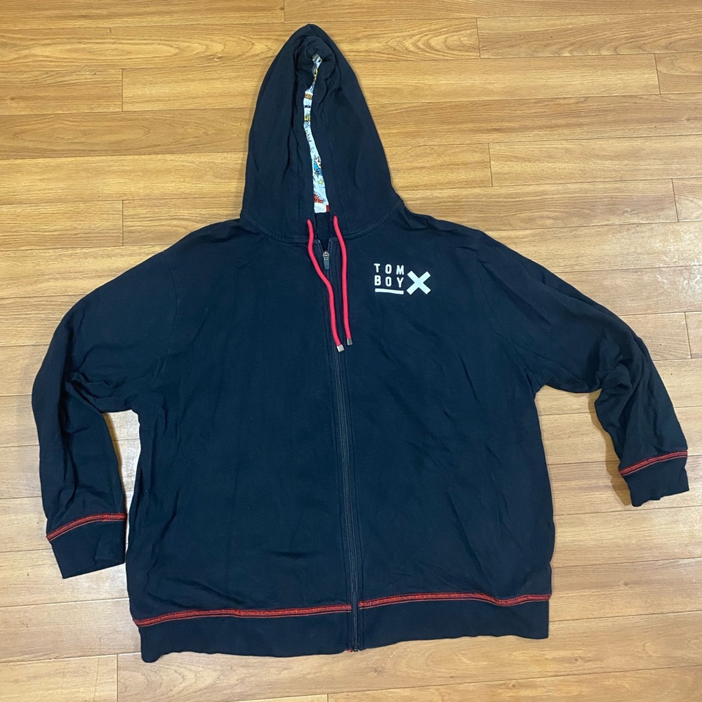 TomboyX Black Hoodie with Red Accents
